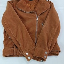 Lulus JKT1133 Women's Brown Cotton Blend Full Zip Belted Jacket Size Medium image 13