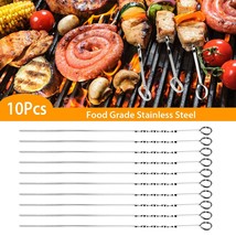 Set of 10pcs 16 InchBBQ Stainless Steel Kabob Skewer for Barbecue Stick Grill - £19.29 GBP