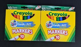 2-PACK Crayola Broad Line Markers 10 Classic Colors Per Box SAME-DAY Free Ship - £6.03 GBP