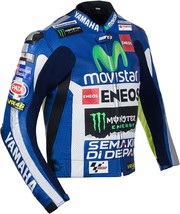  Men,s Yamaha Movistar Blue Cowhide Leather Motorcycle Jacket with CE Ar... - $149.00