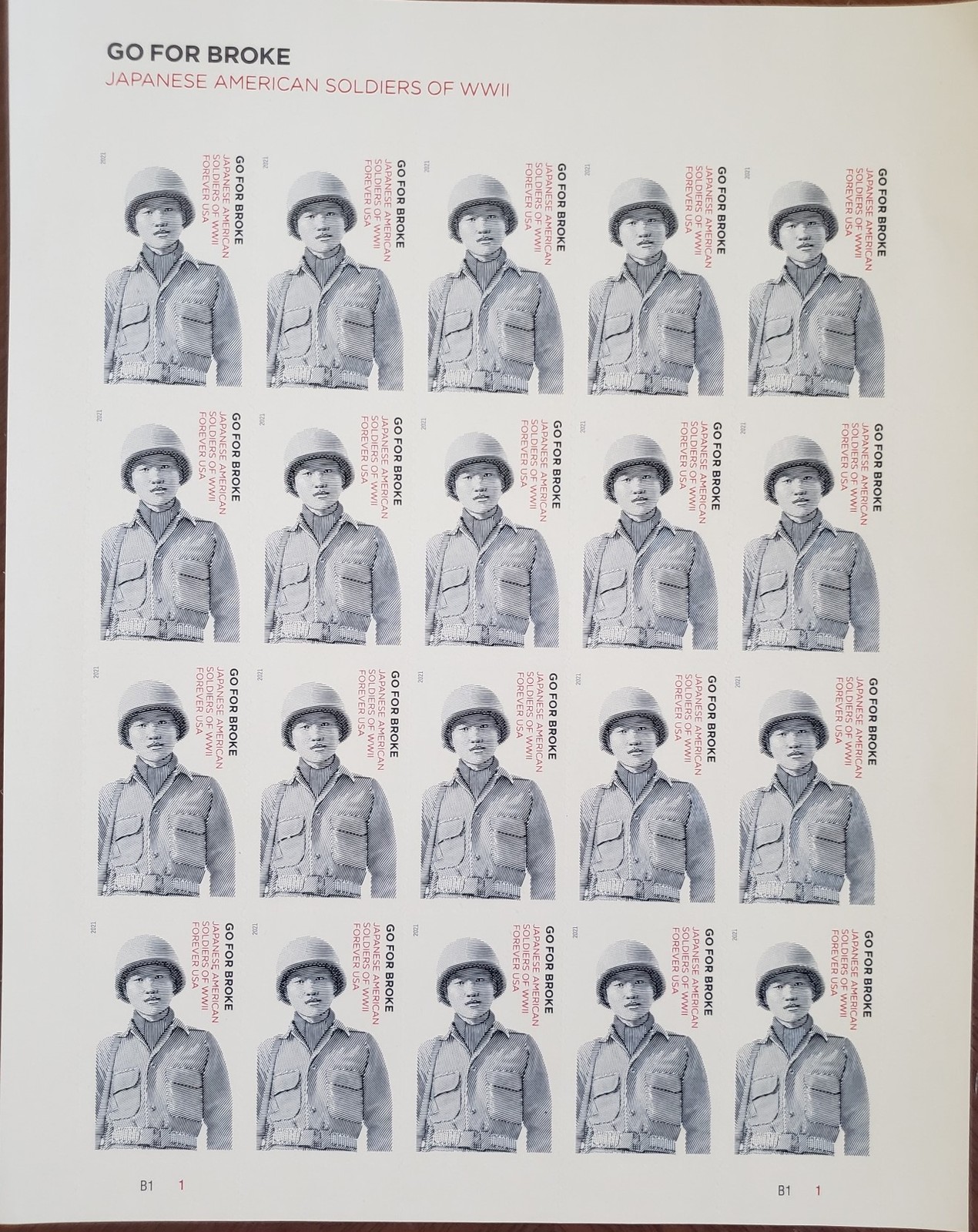 Japanese American Soldiers WWII Go For Broke1st Class (USPS) FOREVER Stamps 20 - $19.95