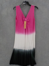 RAYA SUN SLEEVELESS TANK DRESS SZ M PINK WHITE BLACK FRONT KNOT COTTON L... - $17.99