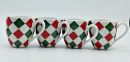 4 Williams Sonoma HARLEQUIN Demitasse Cups Red Green Gold - £21.67 GBP