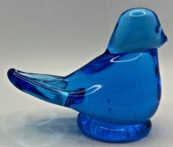 Vintage Bluebird of Happiness Bird Figurine Blue Art Glass Signed Ron Ra... - $29.99