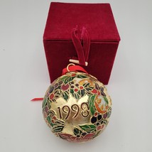 Christmas Holiday Ornament Large Cloisonne Colorful Ball 1998 w/Velvet Box - £8.87 GBP