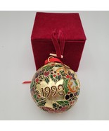 Christmas Holiday Ornament Large Cloisonne Colorful Ball 1998 w/Velvet Box - $16.27 CAD
