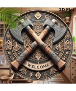 Viking Axe  8inch X 8inch Round Wooden Wall Decor Perfect Gift for Men - $25.00