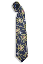 Brooks Brothers Navy Blue Nautical Anchors and Helms 100% Silk Tie W/ Box 8441-4 - £63.25 GBP