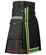 Scottish Firefighter Utility Kilt - Handmade Olive Green Hybrid Kilt For... - $69.00+