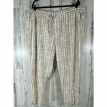 Old Navy High Rise Cropped Pants Khaki White Tie Dye Linen Blend Size 2x - $12.45