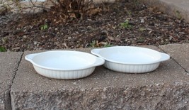 Set of 2 Ribbed White Stoneware Oval Individual Casserole Au Gratin Dishes - $14.99