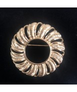 Vintage NAPIER Round Brooch Pin Gold Tone Rope Circle Statement Costume ... - $187.98 MXN