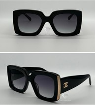 Chanel CH5435 Black Rectangle Sunglasses Gray Gradient Lens - New - $293.02