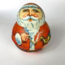 Vintage Bristol Ware Round Tin Santa Claus Candy Container - $19.79