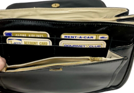 Vtg Empress Black Leather Handbag Organizer Purse Gold Hardware Snap Closure NWT image 6