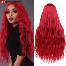 Long Wavy Synthetic Wigs On Sale Clearance Red Wig Cosplay Without Bangs... - £34.32 GBP