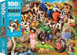 Animal Mayhem 100 Piece Children&#39;s Fuzzy Jigsaw Puzzle Ages 6+ - £11.66 GBP