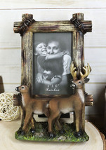 Country Rustic Buck Deer Stag Antlers Faux Barnwood Easel Picture Frame 4&quot;X6&quot; - £22.05 GBP