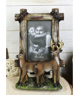 Country Rustic Buck Deer Stag Antlers Faux Barnwood Easel Picture Frame ... - $27.99