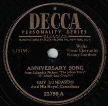 Guy Lombardo w/Kenny Gardner 78 Anniversary Song / Uncle Remus Said E- SH3D - £5.53 GBP