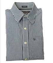 Abercrombie &amp; Fitch Muscle Shirt Mens S Blue White Check Long Sleeve But... - $18.80
