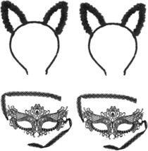 4 Pack Cat Ear Headbands and Lace Eye Mask Set - £16.40 GBP