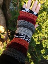 new  Handmade Multicolor Striped Knit Fingerless Gloves Mittens Arm Warm... - $40.00