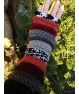 new  Handmade Multicolor Striped Knit Fingerless Gloves Mittens Arm Warmers Glov - $40.00