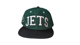 NEW YORK JETS NFL RETRO THROWBACK HAT CAP GREEN FLAT BILL TEXT LOGO - £12.10 GBP