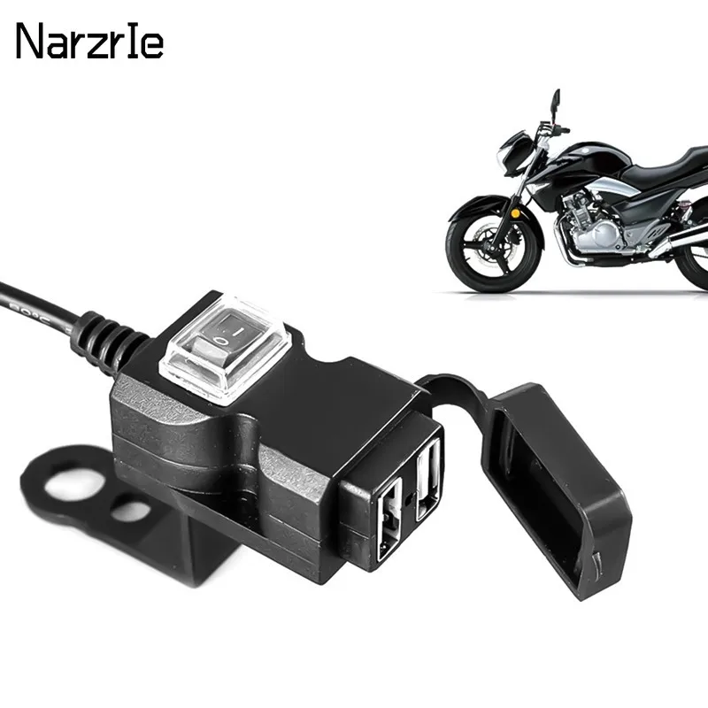 Motorbike Accessories 9-24V Waterproof Motorcycle Handlebar Dual USB Charger 5V- - £108.50 GBP