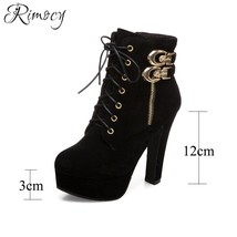 New Autumn Ankle Boots for Women Platform High Heels Shoes Woman Buckle Short Bo - £41.97 GBP