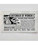 1969 Kristee Defender Spray For Women Advertisement Protection Survival ... - $372.45 MXN