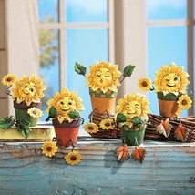 Set of 5 Collectible Fall Sunflower Shelf Sitters Figurines Mantel Autumn Decor - £21.22 GBP