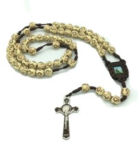 Rosary Prayer Beads Catholic Saint JUDE men&#39;s Saint Benedict Cross Brown 20 inch - £11.07 GBP