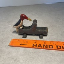 Woodpecker on Log Toothpick Holder Dispenser - Vintage Cast Iron Metal - £22.11 GBP