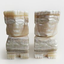Vtg Bookend Pair Primitive Quartz Warrior Mexico Stone Souvenir Onyx Marble - $22.06