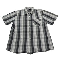 Oakley Shirt Mens M Gray Check Short Sleeve Button Up Outdoor Hiking Casual - $18.69