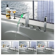 Cascada Deck Mounted Water Power LED Bathroom Sink Faucet (Chrome Finish) - £211.17 GBP