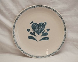 My Heart by Gibson Designs 10-1/8&quot; Dinner Plate Sponged Blue Heart Stoneware - £15.61 GBP