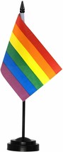 Anley Rainbow Gay Pride Desk Flag Set - 6x4 Inch Miniature LGBTQ Desktop Flag - £5.54 GBP