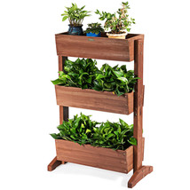 3-Tier Raised Garden Bed with Detachable Ladder and Adjustable Shelf - C... - $155.28