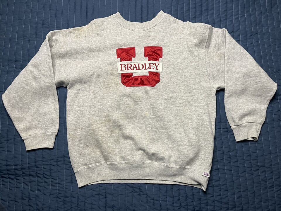 Vintage CS Crable Sportswear Bradley University Sweatshirt Large Gray - $16.00