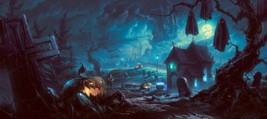 Pumpkin blame Halloween party wall decor painting Printed canvas Giclee - £9.05 GBP+