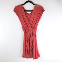 Ann Taylor Loft Faux Wrap Dress Knit Modal Tie Waist Draped Orange Size XS - £11.39 GBP