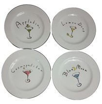 Pottery Barn Martini Cocktail 8 Inch Plates Set Of 4 - £19.55 GBP