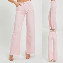 Risen high rise frayed hem jeans in Light Pink - £37.83 GBP