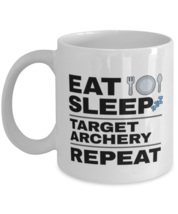 Funny Target Archery Mug - Eat Sleep Repeat - 11 oz Coffee Cup For Sports Fans  - $14.95