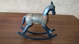 Antique 8&quot; Doll Rocking Horse Wood and Metal - £76.76 GBP