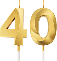 40Th Birthday Candles Cake Numeral Candles Happy Birthday Cake Topper Decoration - £10.18 GBP