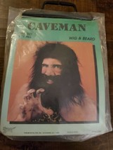 Vintage Halloween 1989 Forum Novelties Caveman brown Wig &amp; Beard big  le... - $19.69